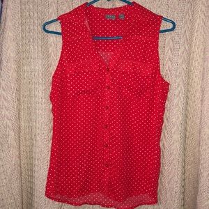 New York & Company Red shirt w/ white stars Size S